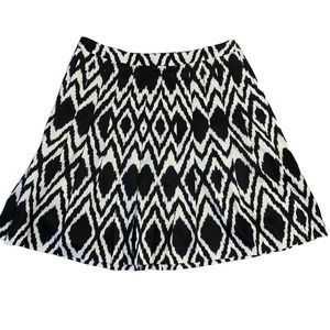 NEW Talbots Skirt Black White Pleated A Line Knee Length Elastic Waist Zip 16W